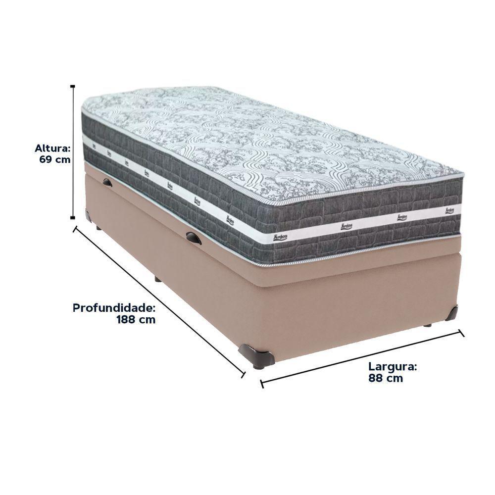 Cama Box Baú Bege E Colchão Black Graphite Molas Ensacadas Solteiro 88x188x32 Anjos - 6
