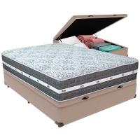Cama Box Baú Bege E Colchão Black Graphite Molas Ensacadas Casal Anjos - 5