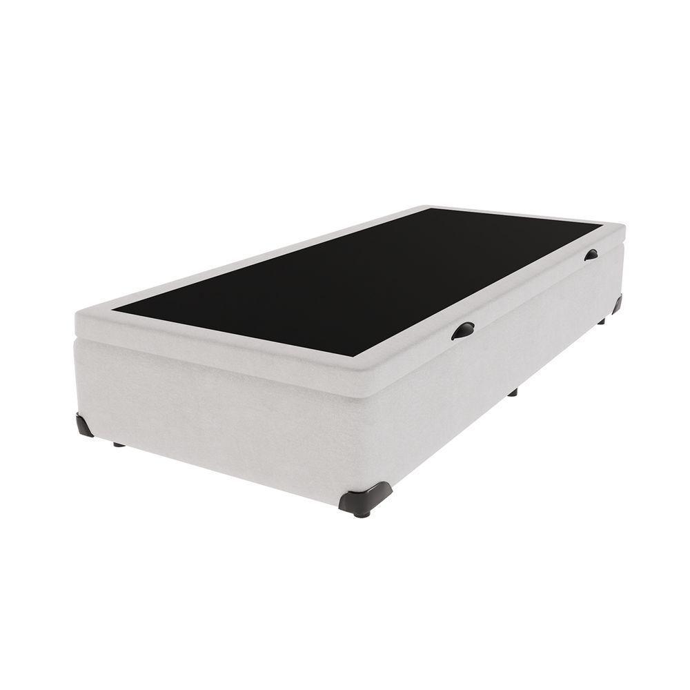 Base Box Com Baú Solteiro Bege De Madeira 88cm Kazamix Branco - 1