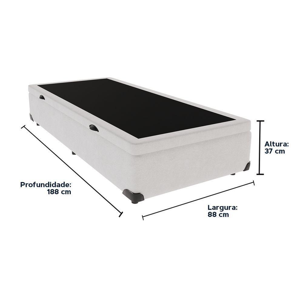 Base Box Com Baú Solteiro Bege De Madeira 88cm Kazamix Branco - 3