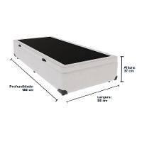 Base Box Com Baú Solteiro Bege De Madeira 88cm Kazamix Branco - 3