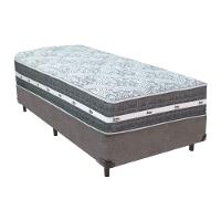 Cama Box Cinza E Colchão Black Graphite Molas Ensacadas Solteiro 88x188x27 Anjos - 1