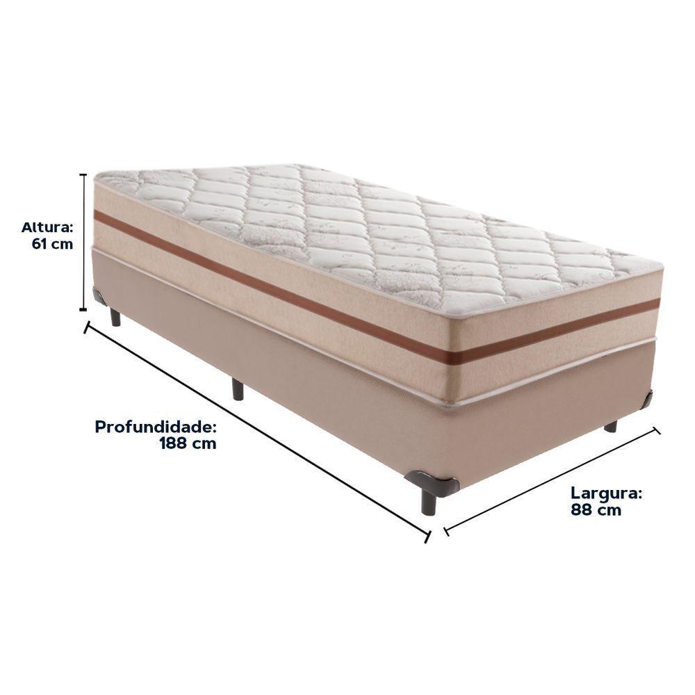 Cama Box Bege E Colchão Classic 26 Cm Molas Ensacadas Solteiro Anjos - 6