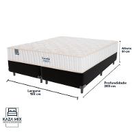 Cama Box Preto E Colchão King Miami Molas Ensacadas Euro Pillow Sealy - 3