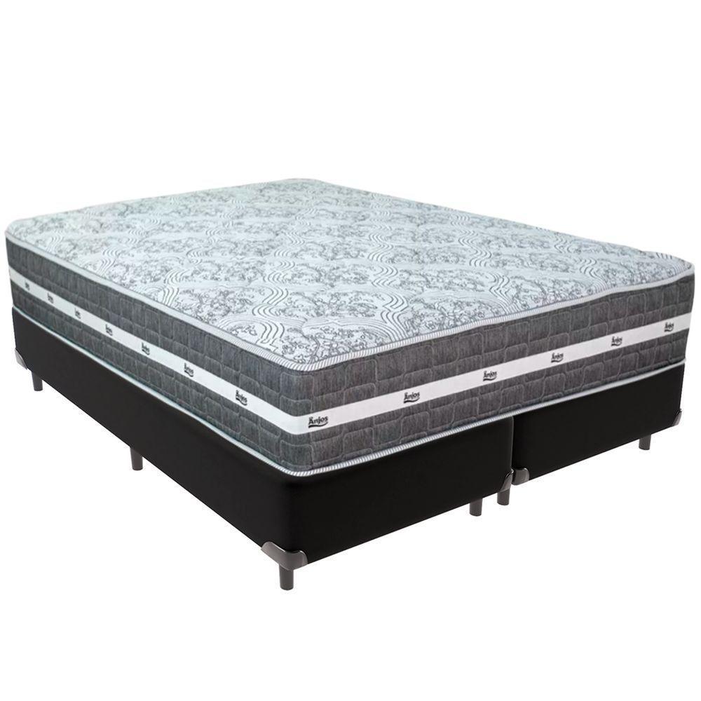 Cama Box Preto E Colchão Black Graphite Molas Ensacadas Queen 158x198x27 Anjos - 1