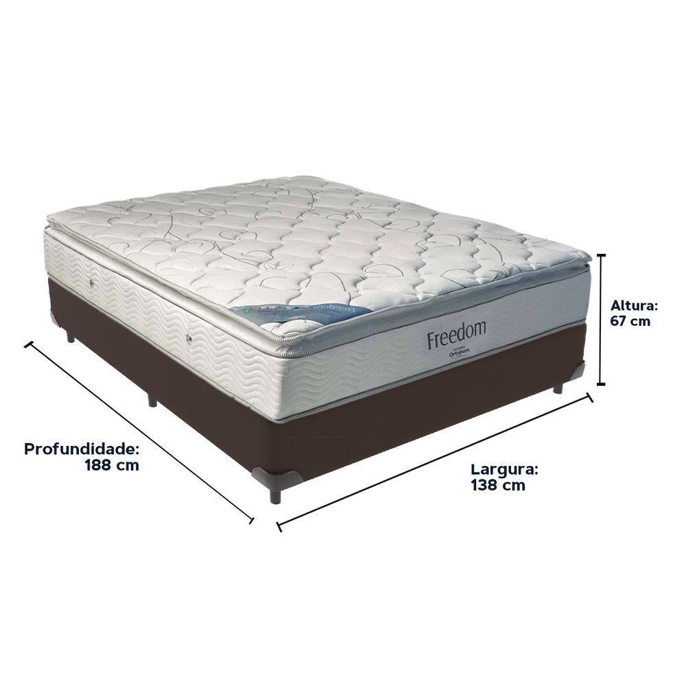 Cama Box Marrom E Colchão Freedom Molas Ensacadas Casal Ortobom - 3