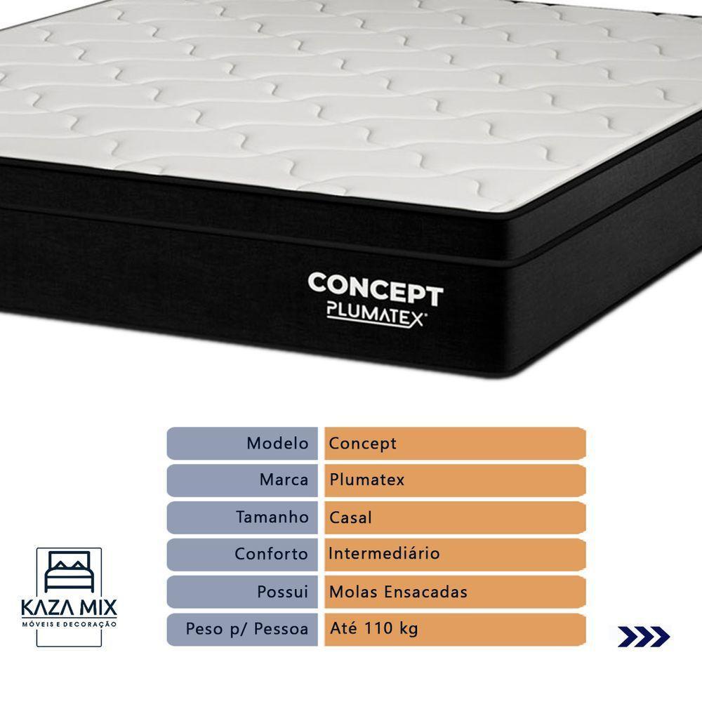 Cama Box Marrom E Colchão Casal Concept Molas Ensacadas Plumatex - 2