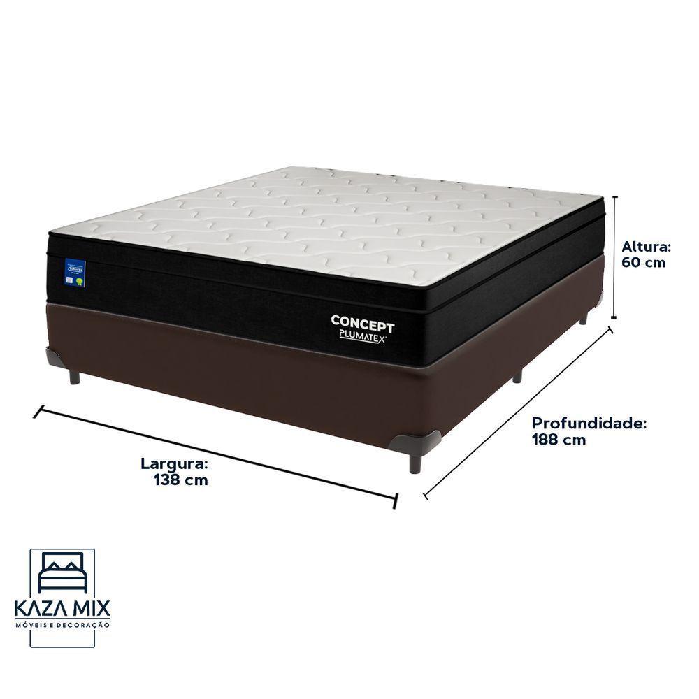 Cama Box Marrom E Colchão Casal Concept Molas Ensacadas Plumatex - 3