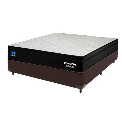 Cama Box Marrom E Colchão Casal Concept Molas Ensacadas Plumatex