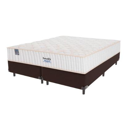 Cama Box Marrom E Colchão King Miami Molas Ensacadas Euro Pillow Sealy