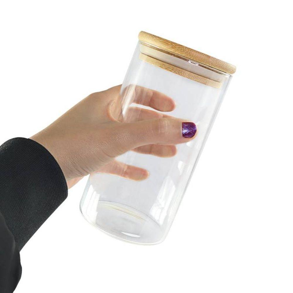 Pote De Vidro 1000ml Vedação Hermética Com Tampa De Bambu - 3