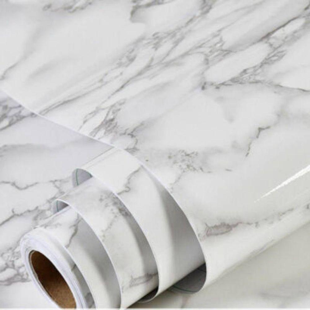 Papel De Parede Adesivo Mármore Cinza Pvc 5 Metros X 60cm - 1