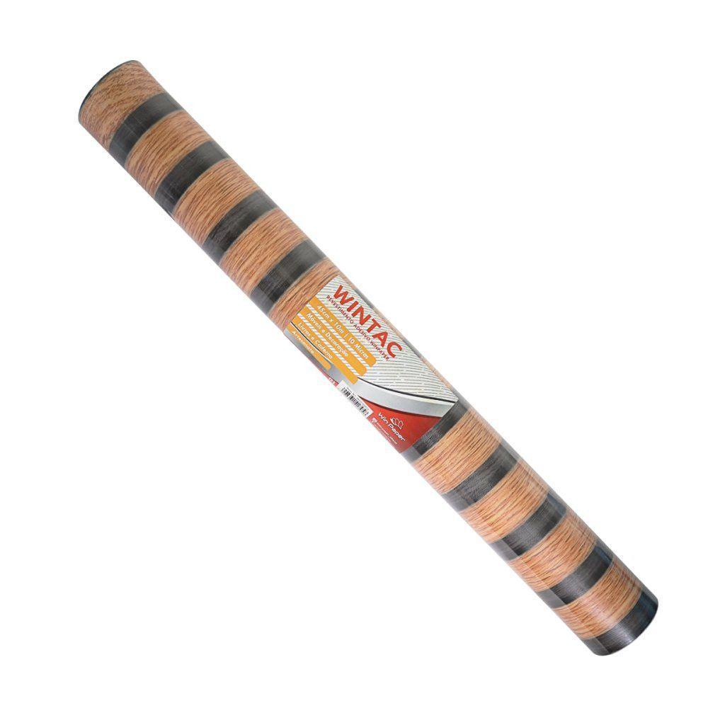 Kit 06 Rolo Com 10 Metros De Papel Adesivo Madeira Listrada - 1