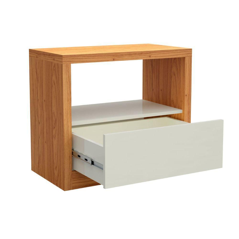 Mesa De Cabeceira Em Mdf 67 Cm Com 1 Gaveta Tw140 Freijó/off White Dalla Costa - 3
