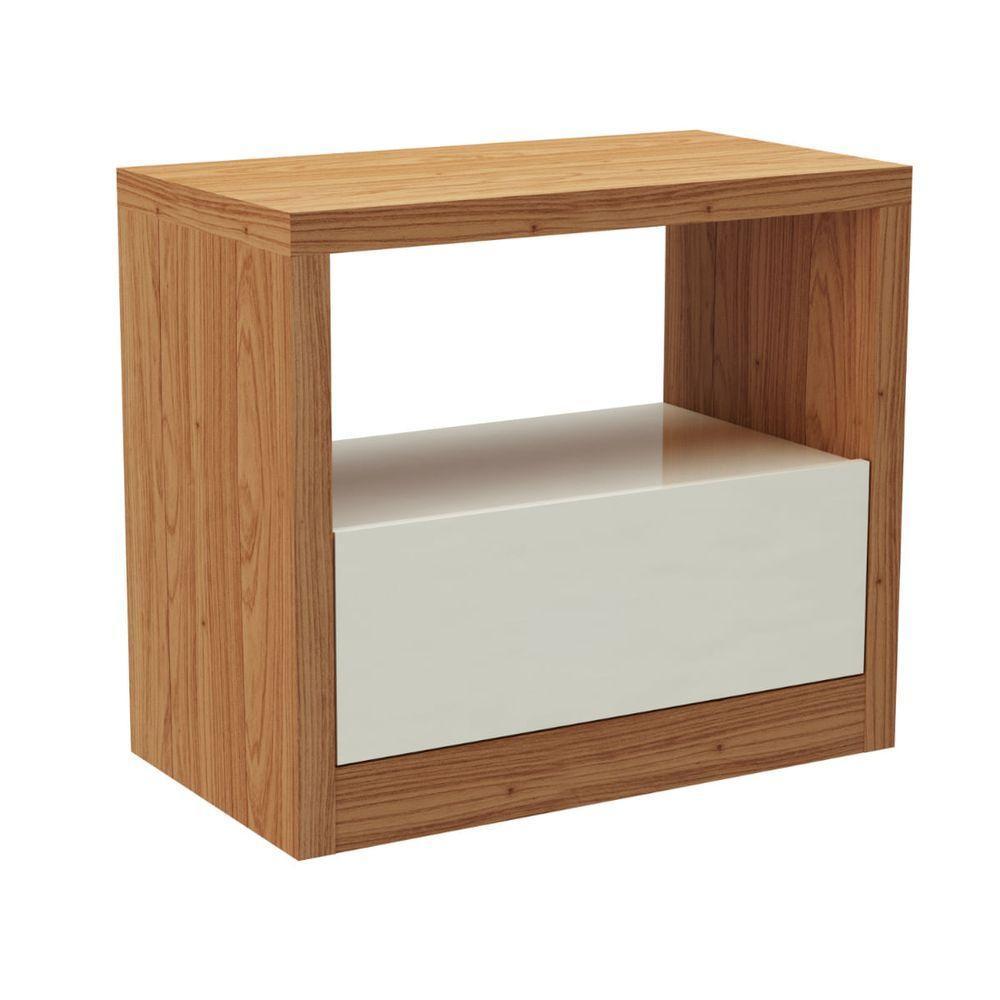 Mesa De Cabeceira Em Mdf 67 Cm Com 1 Gaveta Tw140 Freijó/off White Dalla Costa - 4