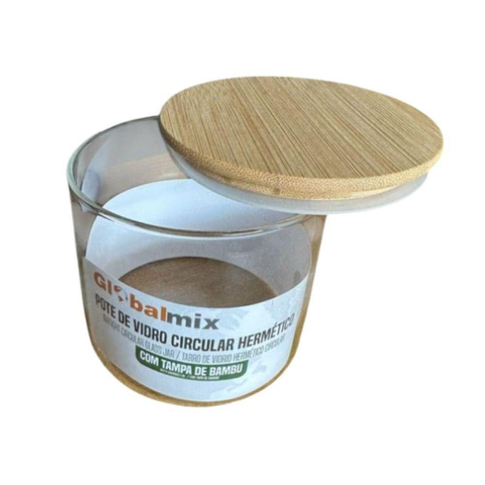 Pote De Vidro 500ml Hermético Multiuso Com Tampa De Bambu - 4