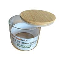 Pote De Vidro 500ml Hermético Multiuso Com Tampa De Bambu