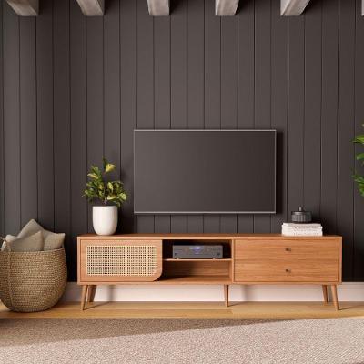 Rack para Tv TB311JJ 220cm em MDF com Gavetas e Porta de Correr Freijó Dalla Costa Móveis