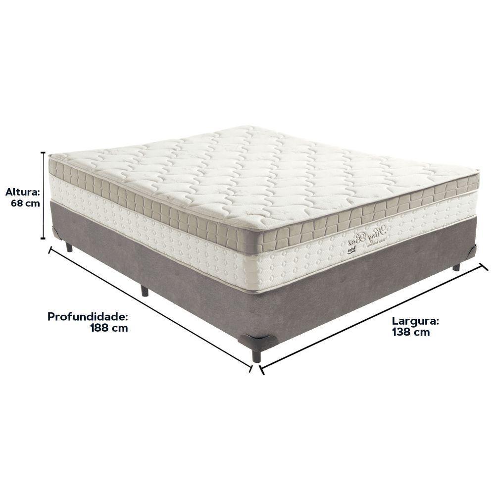 Cama Box Cinza E Colchão King Best Bege Molas Ensacadas Casal Anjos - 3