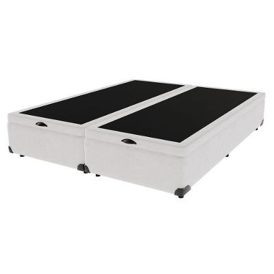 Cama Box Com Baú King Bege De Madeira 193cm Kazamix Branco