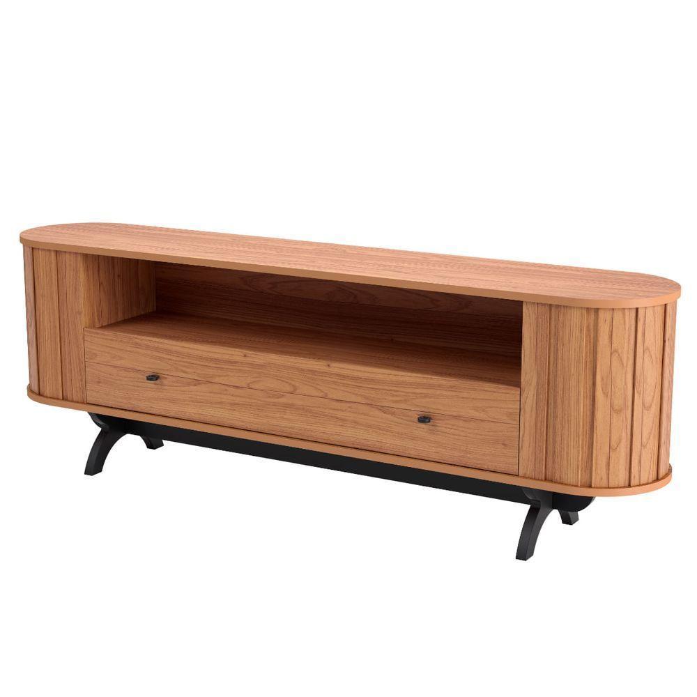 Rack Sala Tv 180 Cm Nicho Freijó Com Preto Fosco Tb300jpf - 4