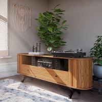 Rack Sala Tv 180 Cm Nicho Freijó Com Preto Fosco Tb300jpf - 1