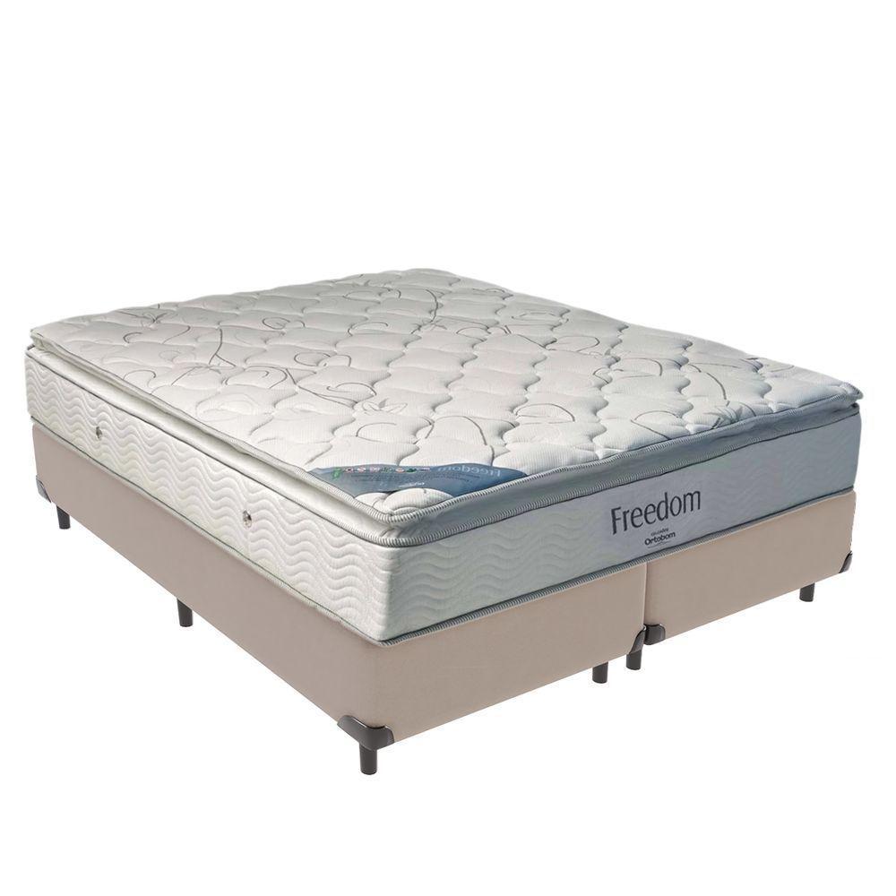 Cama Box King E Colchão Freedom Ortobom D33 Bege - 1