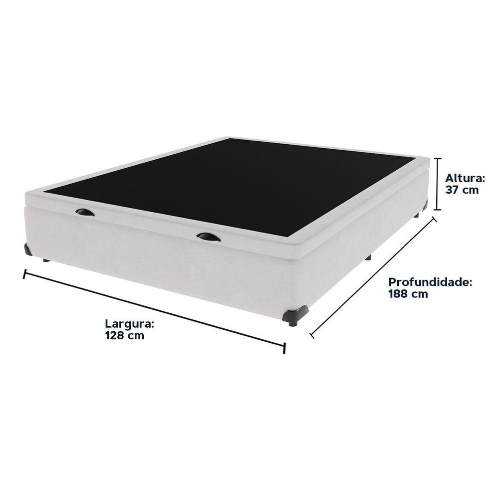 Base Box Com Baú Bege Viúvo 128cm De Madeira Kazamix Branco - 3