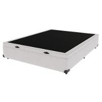 Base Box Com Baú Bege Viúvo 128cm De Madeira Kazamix Branco - 1