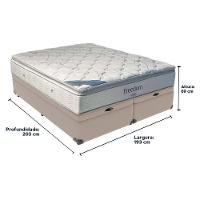 Cama Box Com Baú King E Colchão Freedom Ortobom D33 Bege - 1