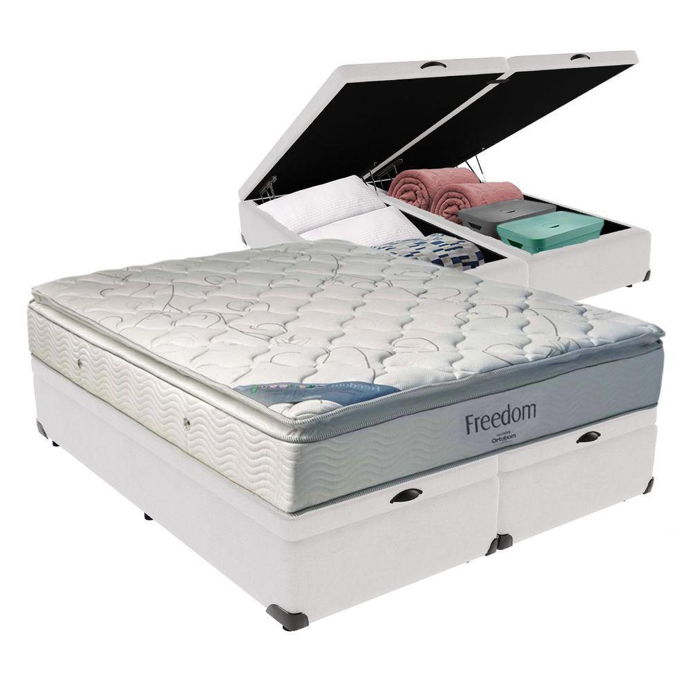 Cama Baú E Colchão King Ortobom Freedom Espuma Viscoelástica D33 - 1