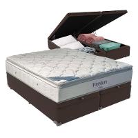 Cama Box Com Baú King E Colchão Freedom Ortobom D33 Marrom - 1