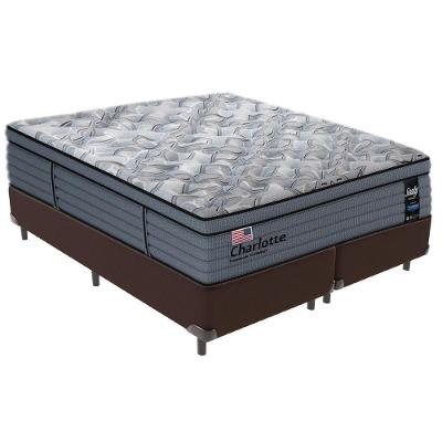 Cama Box Marrom E Colchão King Charlotte Molas Ensacadas Sealy