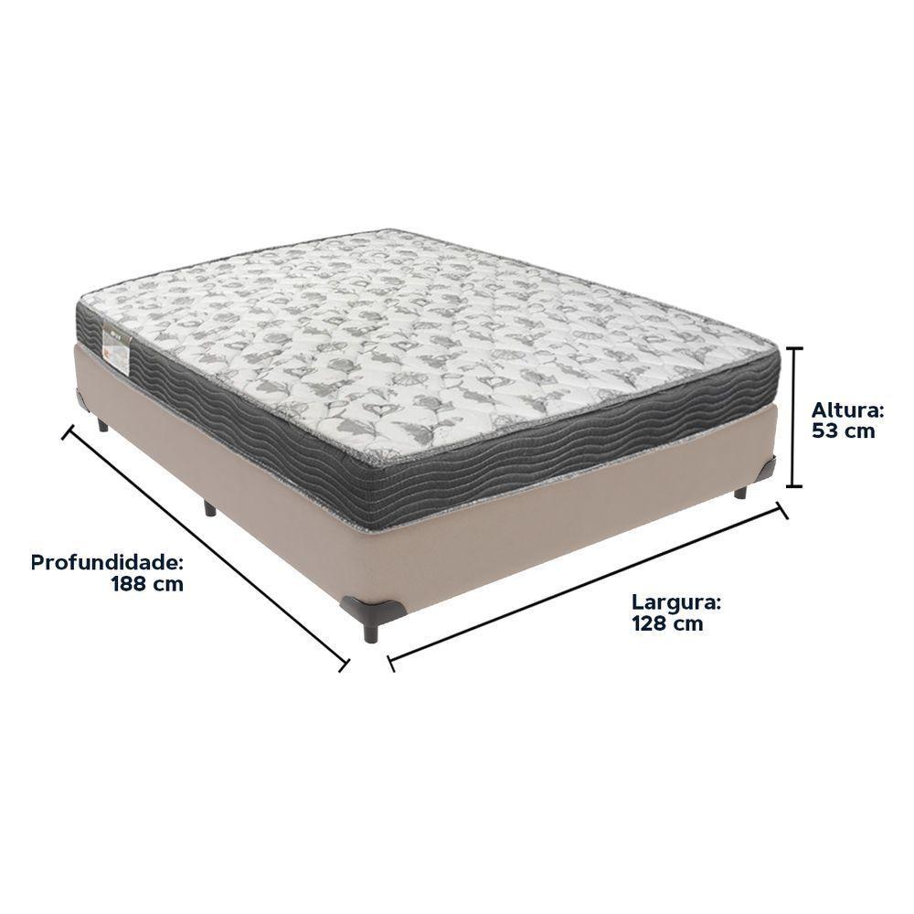 Cama Box Bege E Colchão Iso100 Espuma D33 Viúvo Ortobom - 5