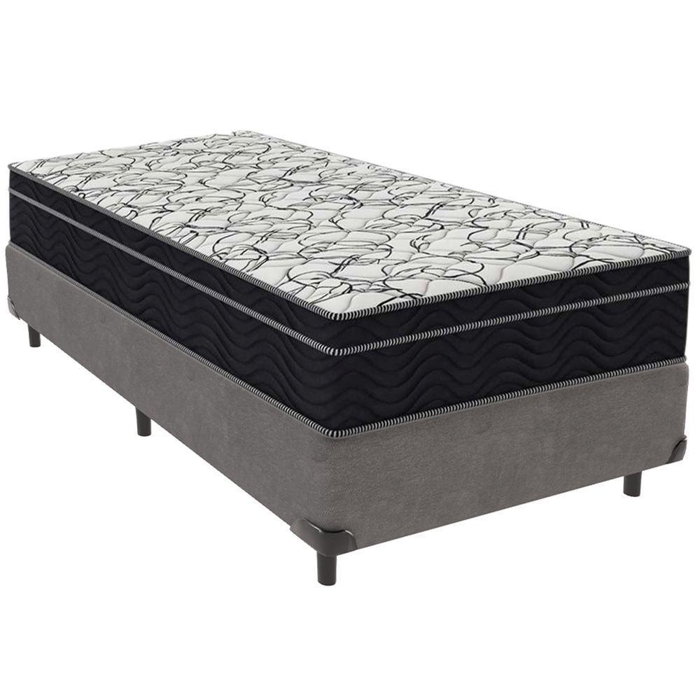 Cama Box Cinza E Colchão Airtech 150 Espuma D45 Solteiro Ortobom - 1