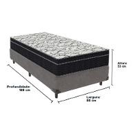 Cama Box Cinza E Colchão Airtech 150 Espuma D45 Solteiro Ortobom - 3