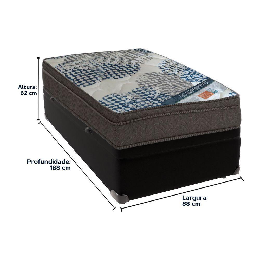 Ortobom Solteiro Molas Ensacadas D26 Base Box Baú Bege Preto - 5