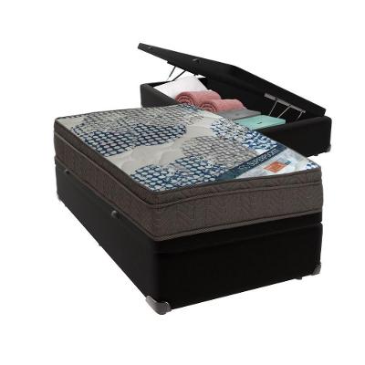 Ortobom Solteiro Molas Ensacadas D26 Base Box Baú Bege Preto