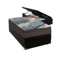 Ortobom Solteiro Molas Ensacadas D26 Base Box Baú Bege Preto - 1