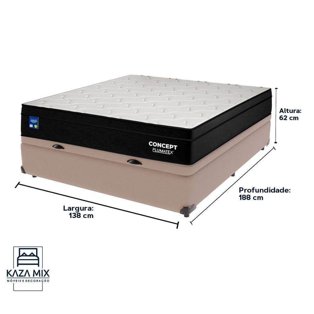 Cama Box Baú Bege E Colchão Casal Concept Molas Ensacadas Plumatex - 3