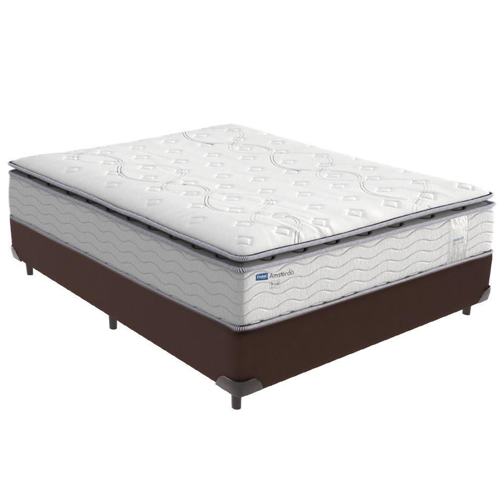 Cama Box Casal E Colchão Molas Ensacadas Amsterdã Probel - Marrom - 1