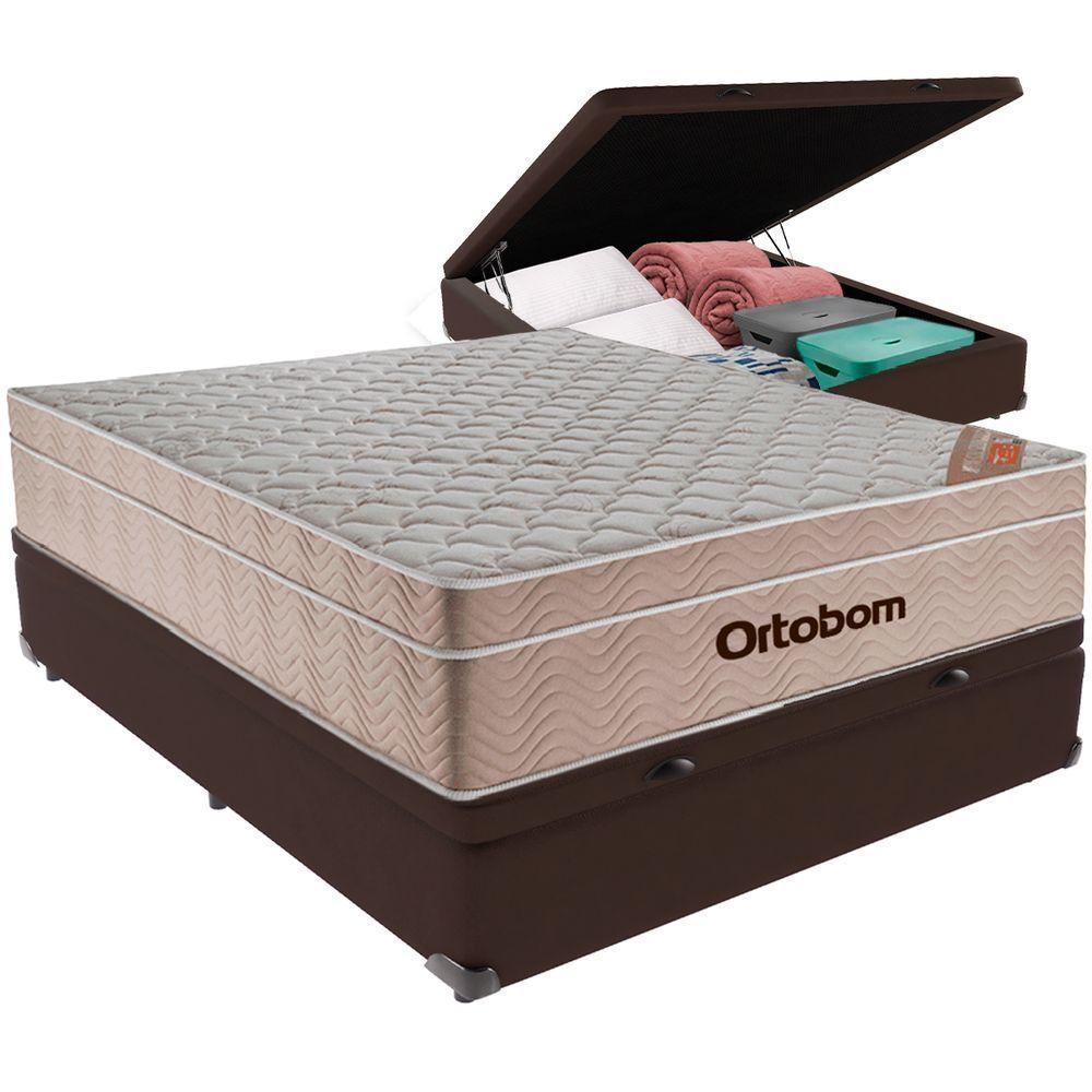 Cama Box Baú E Colchão Airtech Springpocket Molas Ensacadas Viúvo Ortobom Viúvo Marrom - 1
