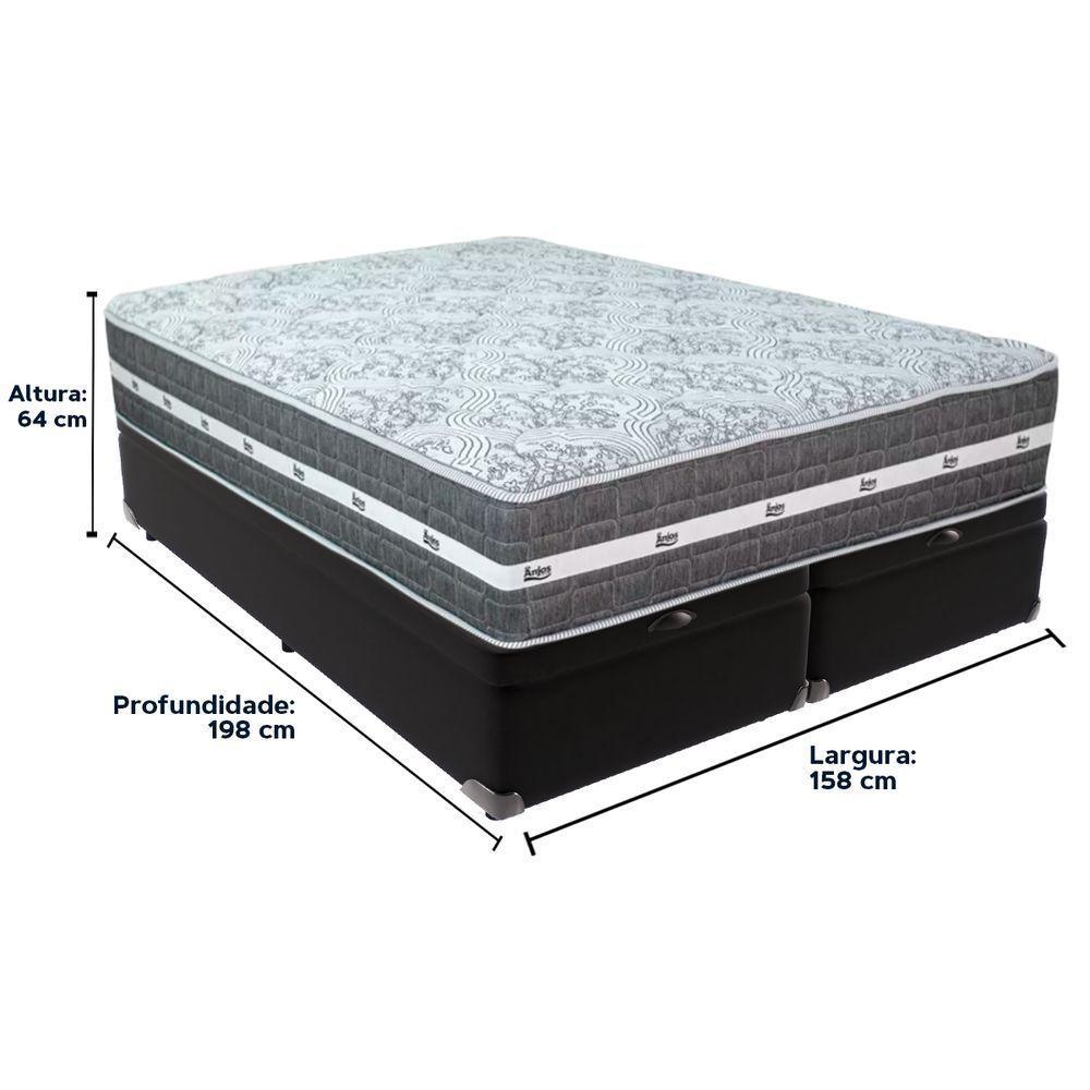 Cama Box Baú Preto E Colchão Black Graphite Molas Ensacadas Queen 158x198x27 Anjos - 6
