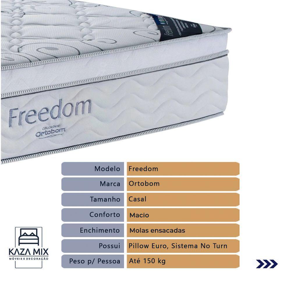 Cama Box Baú Marrom E Colchão Freedom Molas Ensacadas Casal Ortobom - 2