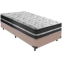 Cama Box Bege E Colchão Classic Preto Molas Ensacadas Solteiro Anjos - 5