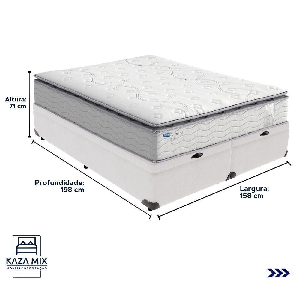 Cama Box Baú E Colchão Amsterdã Molas Ensacadas Queen Probel Queen Branco - 3