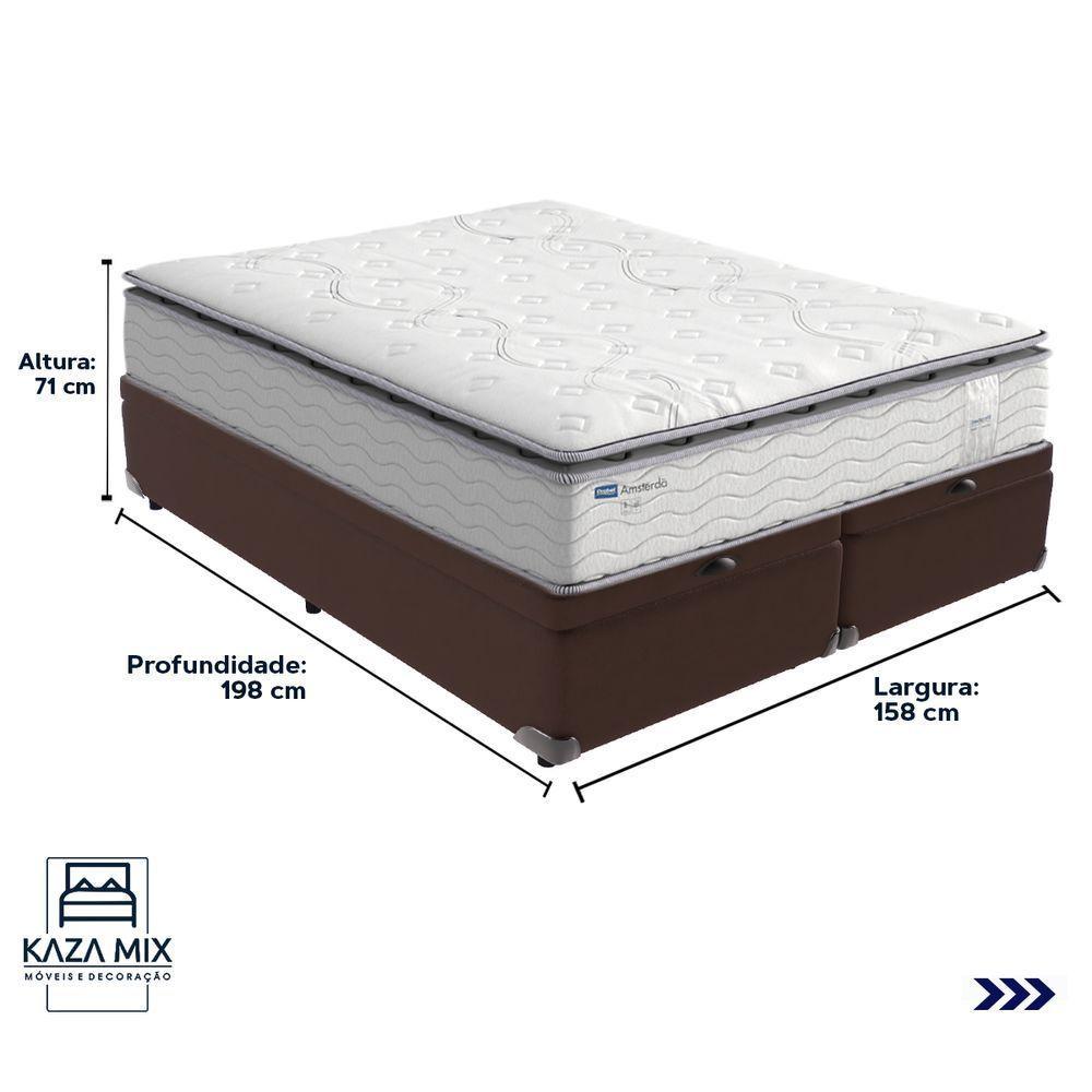 Cama Box Baú E Colchão Amsterdã Molas Ensacadas Queen Probel Queen Marrom - 3