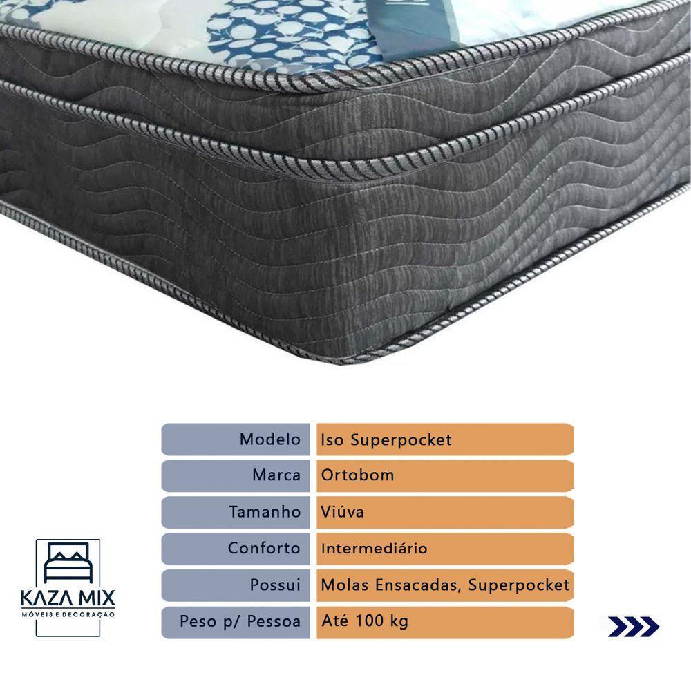 Cama Box Baú Bege E Colchão Iso Superpocket Molas Ensacadas Viúvo Ortobom - 2