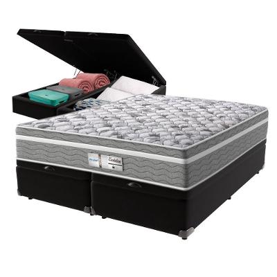 Cama Box Baú Preto E Colchão Queen Evolution Probel