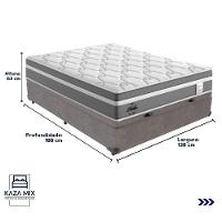 Cama Box Baú Casal E Colchão Molas Ensacadas Berlim Probel Cinza - 3